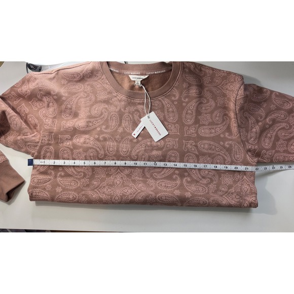 Lucky Brand Womens Paisley Fleece‎ Sweatshirt Mauve Pink Crewneck A217605 NWT L - Picture 6 of 10